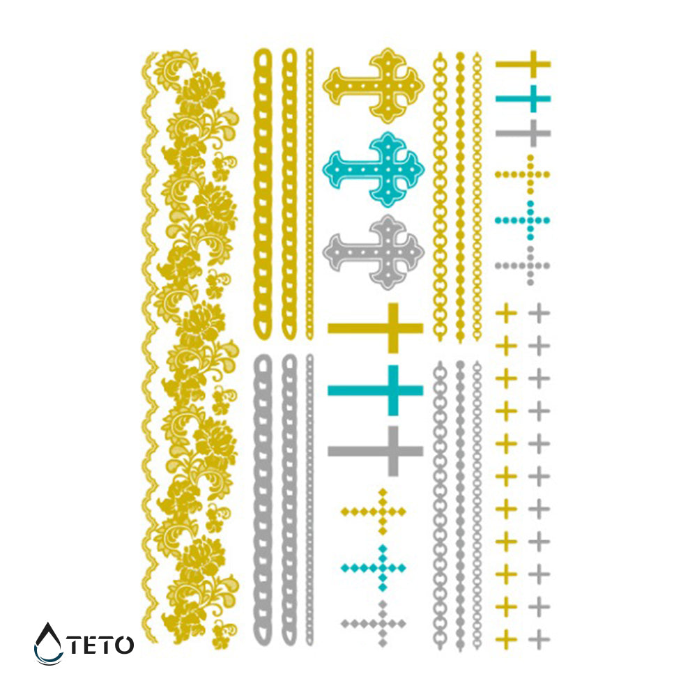 Pulseras y cruces - set - TETO - Tatuajes Temporales