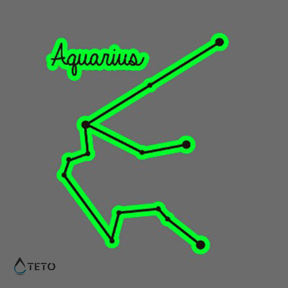 Signo Acuario – Brilla en la oscuridad - TETO - Tatuajes Temporales