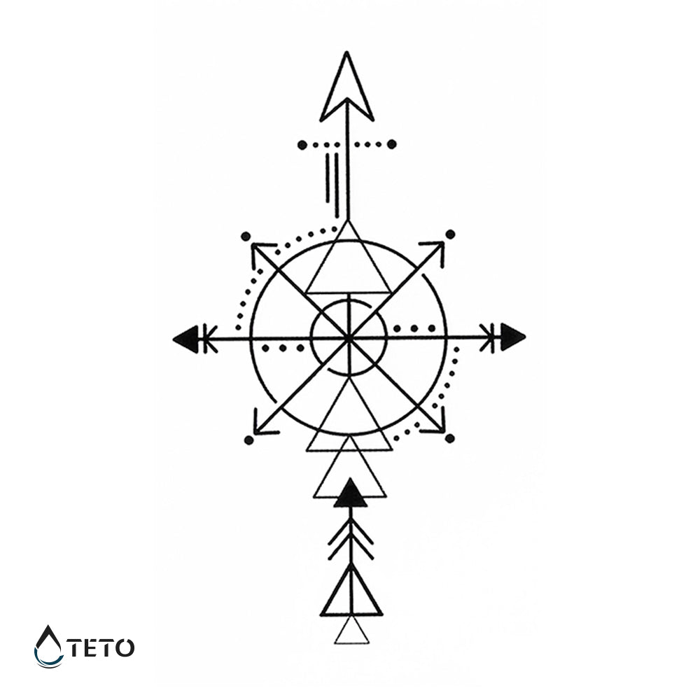 Flechas en brújula - TETO - Tatuajes Temporales