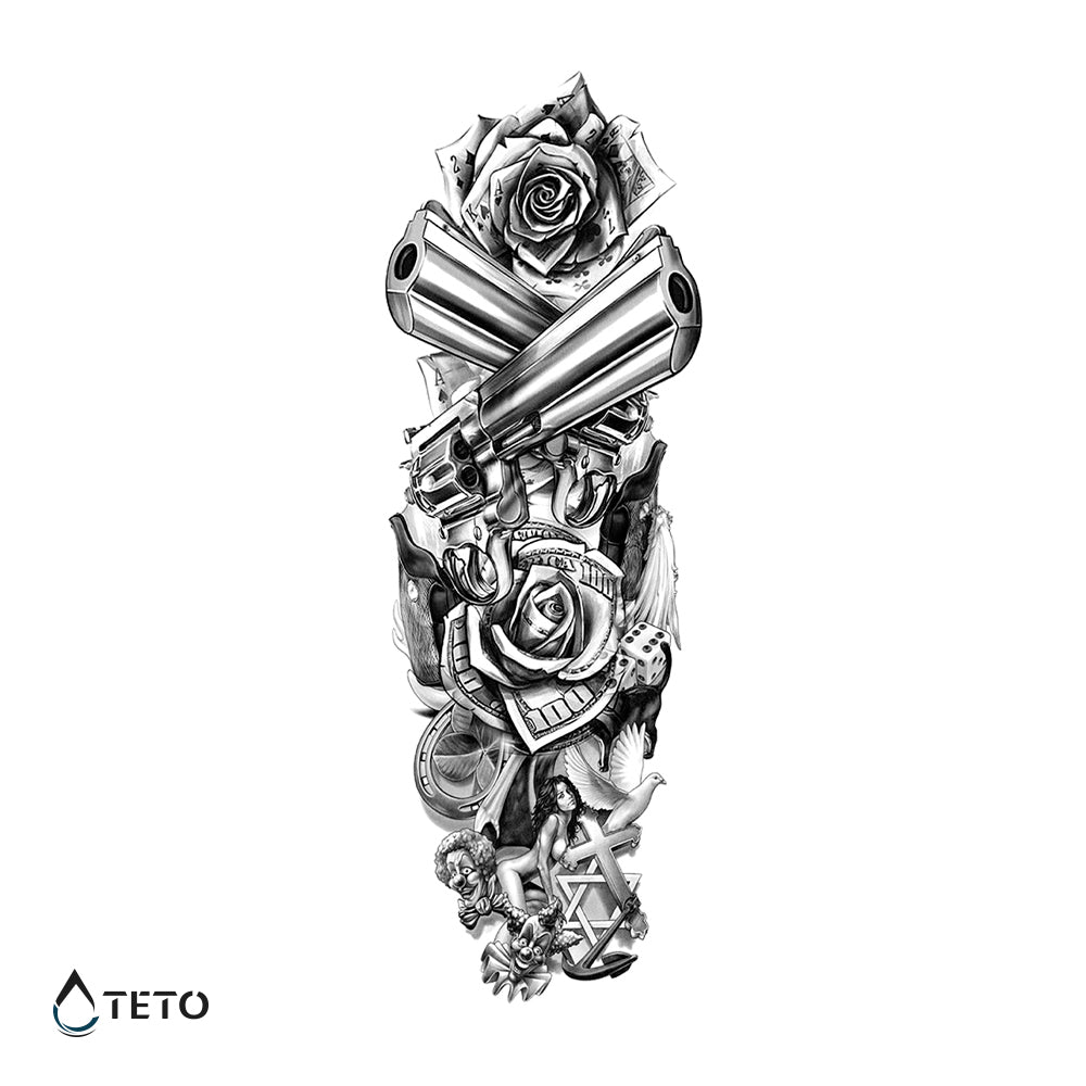 Armas y rosas - Tatuajes Temporales TETO