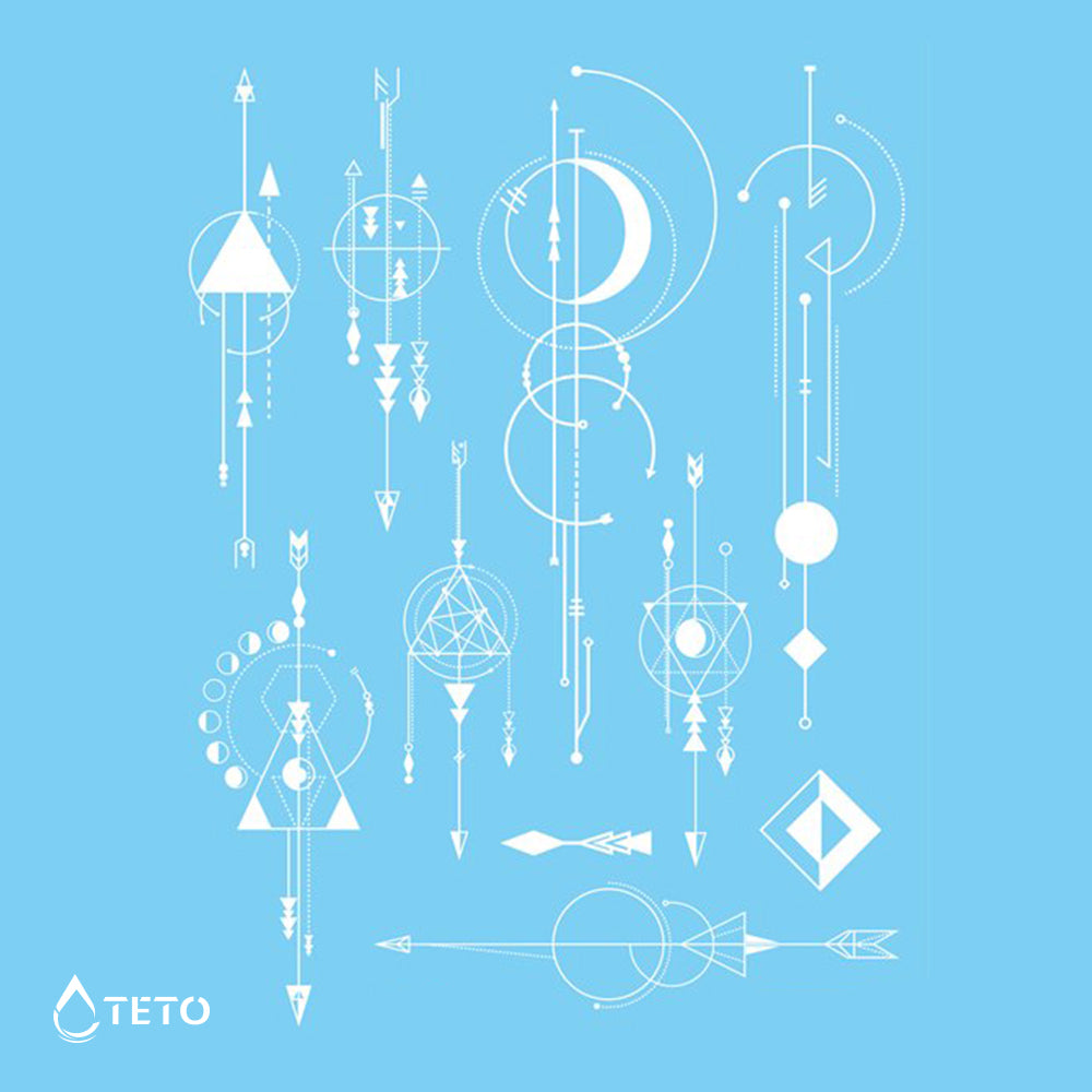Flechas geométricas – blanco - TETO - Tatuajes Temporales