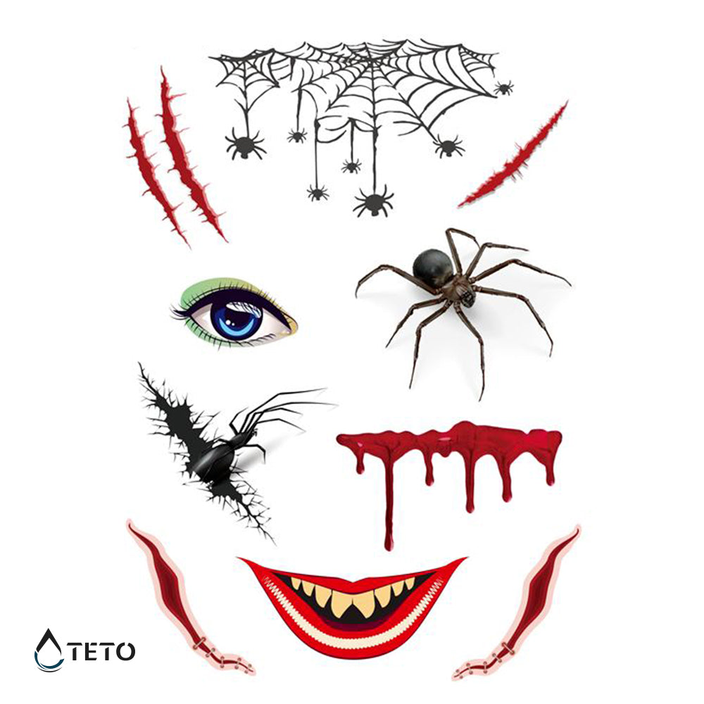 Cara hecha de arañas - TETO - Tatuajes Temporales