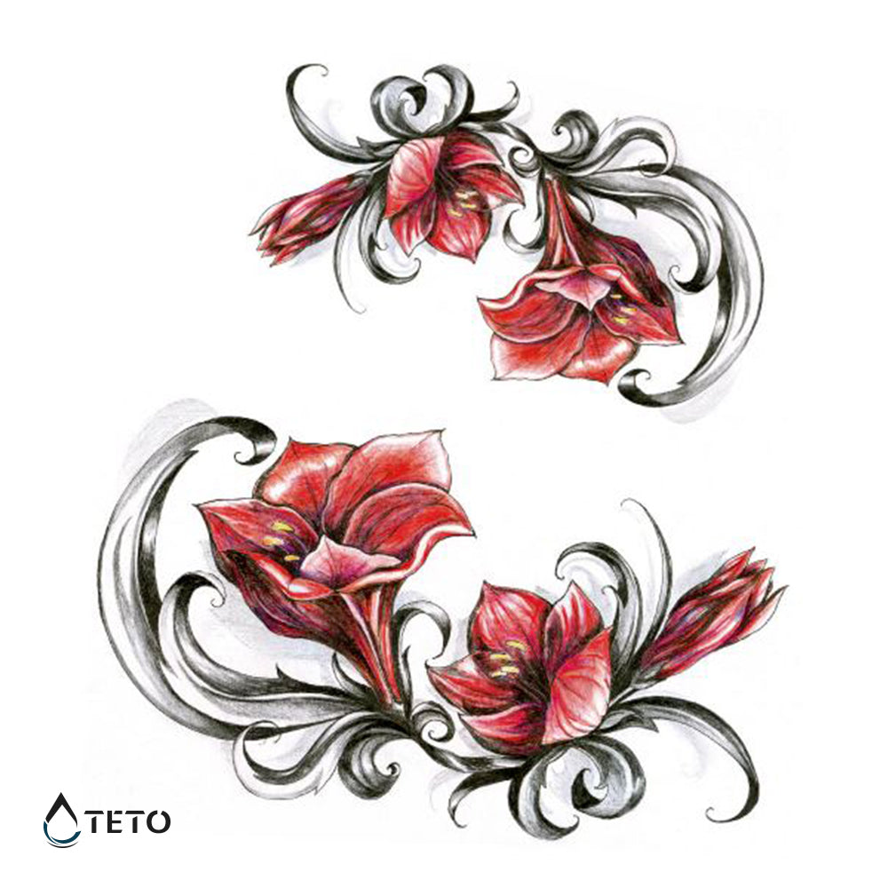 Flores góticas – set - TETO - Tatuajes Temporales