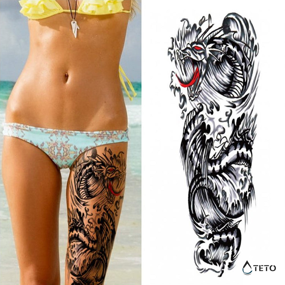 Dragón de ojos rojos - Tatuajes Temporales TETO