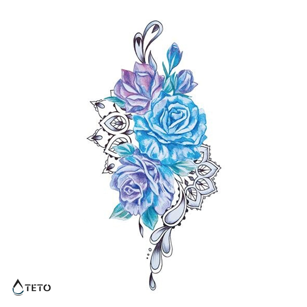 Rosas azules - TETO - Tatuajes Temporales