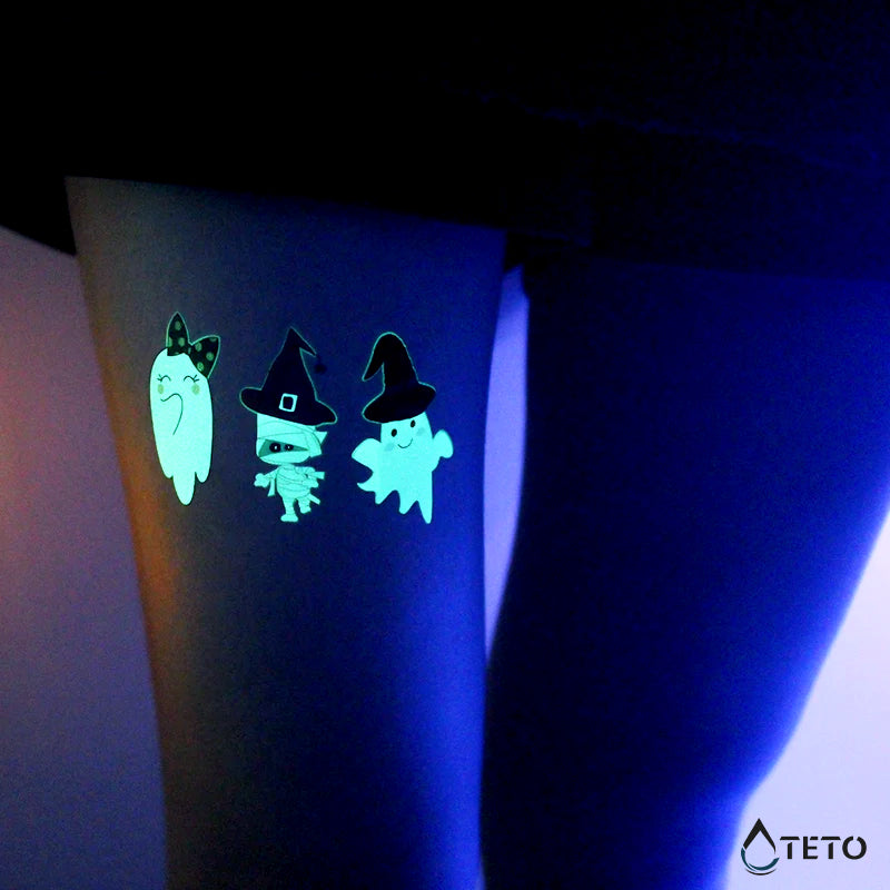 Fantasma sonriente - Brilla en la oscuridad - TETO - Tatuajes Temporales