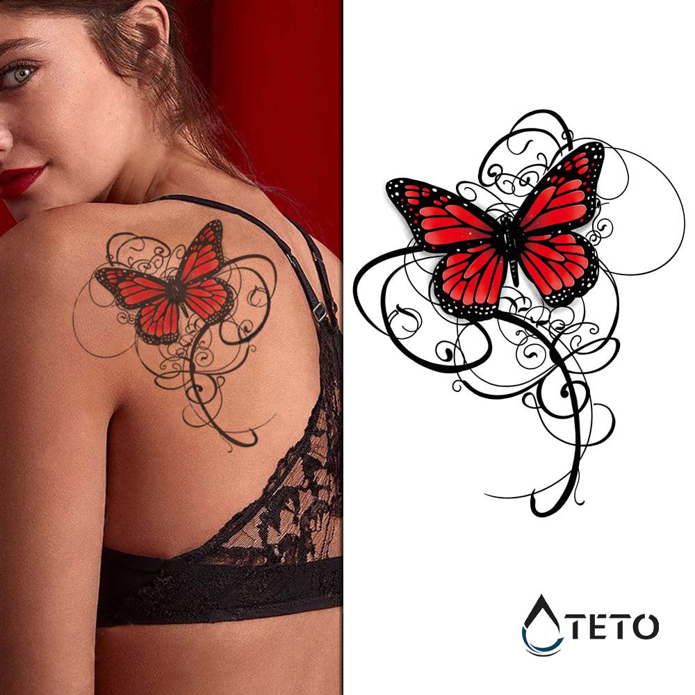 Mariposa roja - TETO - Tatuajes Temporales