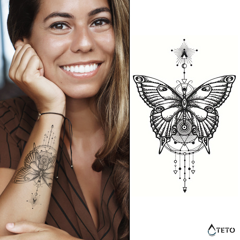 Mariposa mágica – Semipermanente - TETO - Tatuajes Temporales