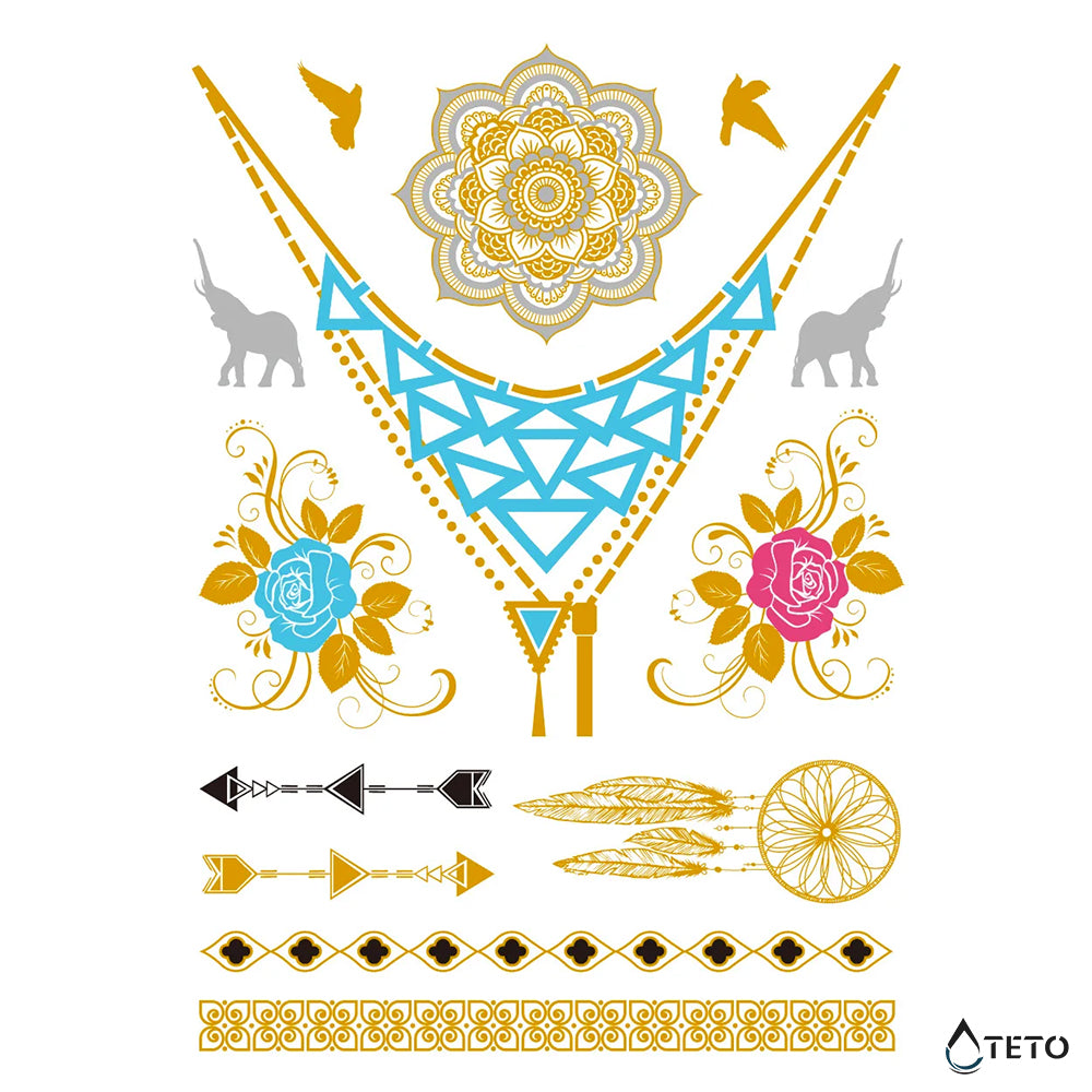 Pulseras y motivos – set – Tipo B - Tatuajes Temporales TETO