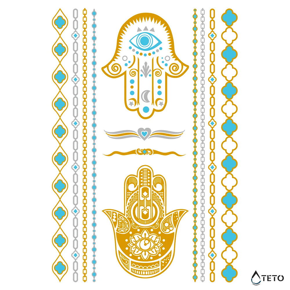 Pulseras y motivos – set – Tipo D - Tatuajes Temporales TETO