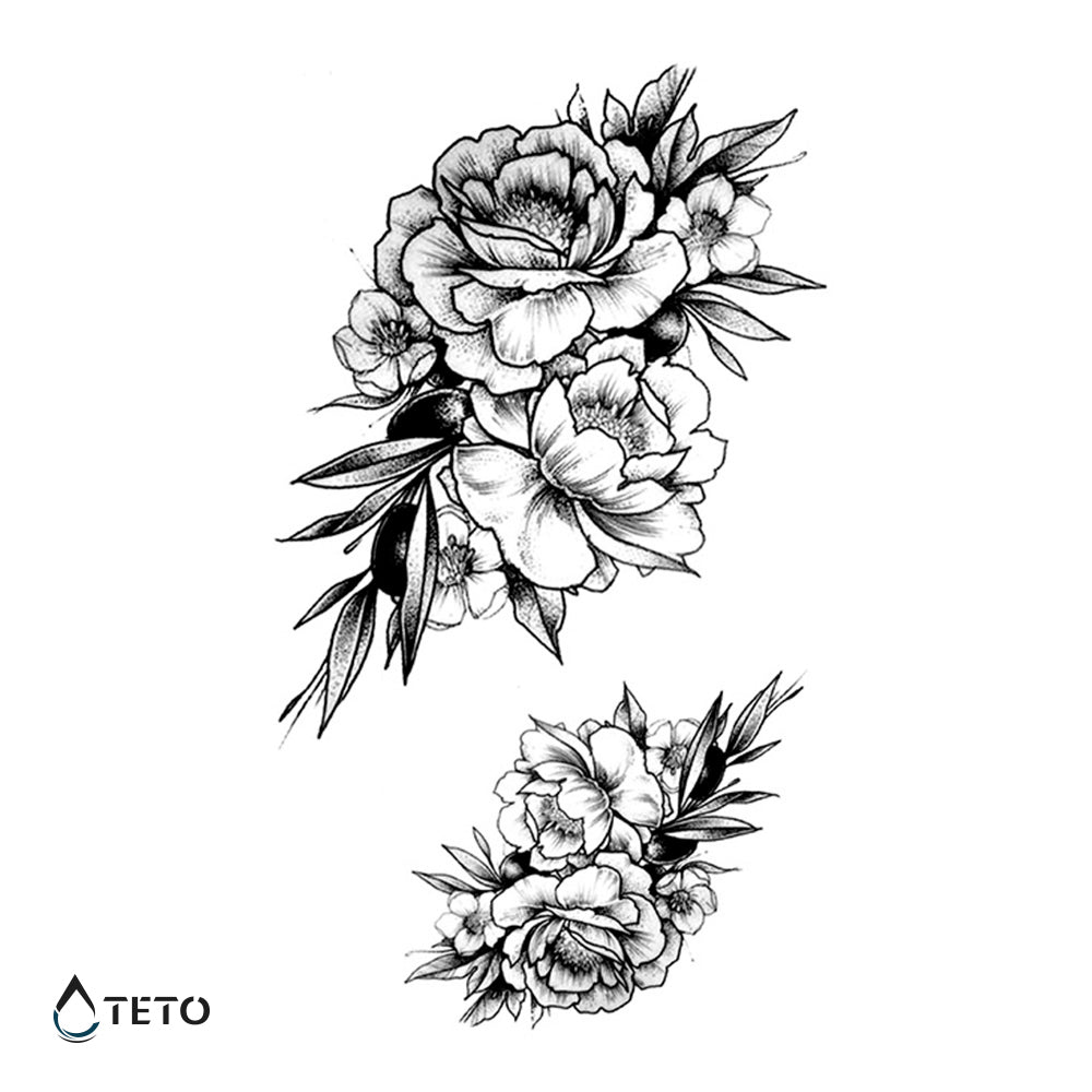Rosas con hojas grises – set
