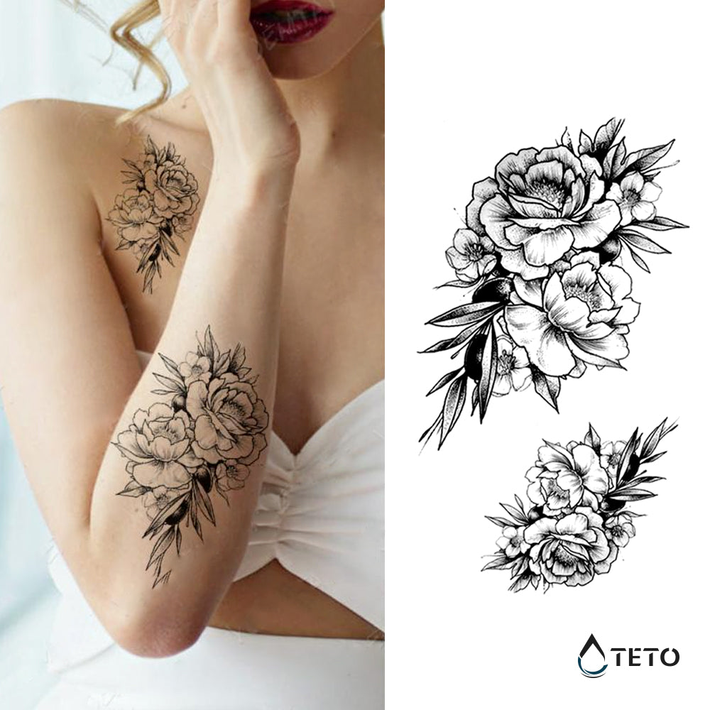 Rosas con hojas grises – set