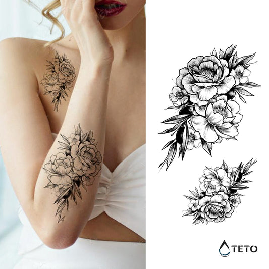 Rosas con hojas grises – set
