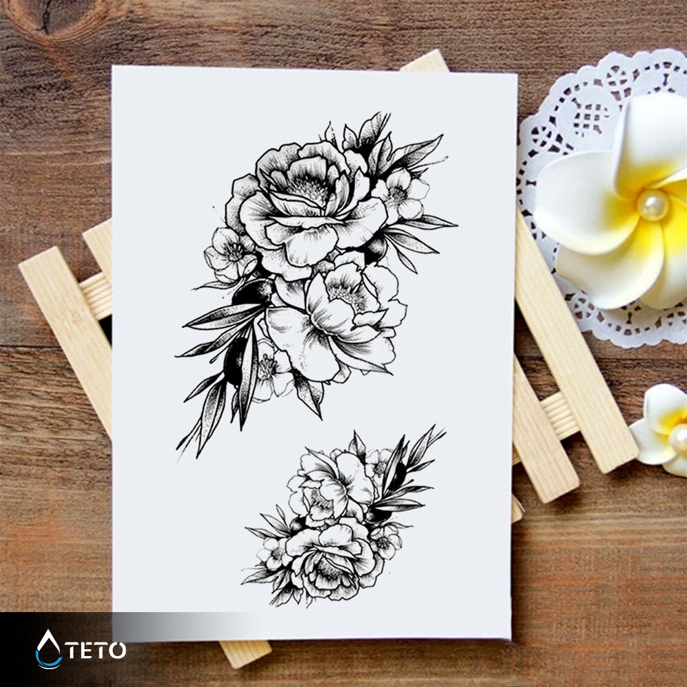 Rosas con hojas grises – set