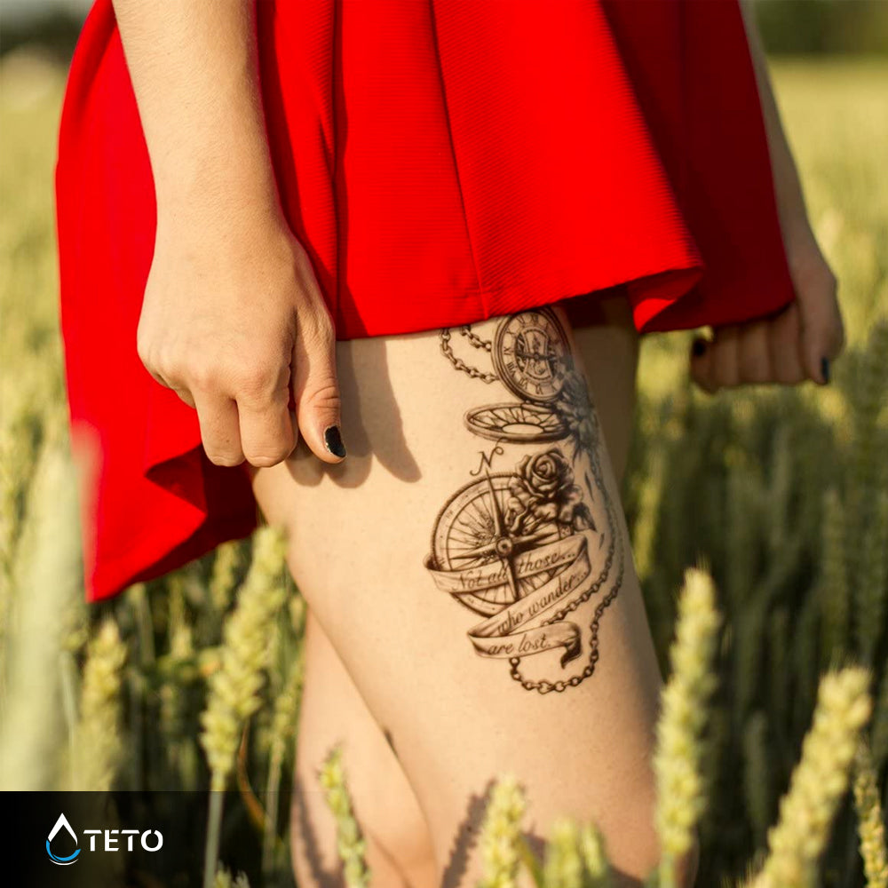 Brújula y reloj - TETO - Tatuajes Temporales