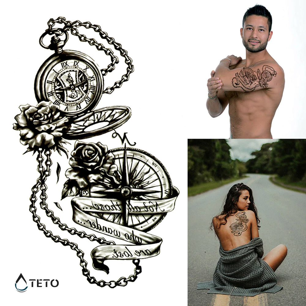 Brújula y reloj - TETO - Tatuajes Temporales