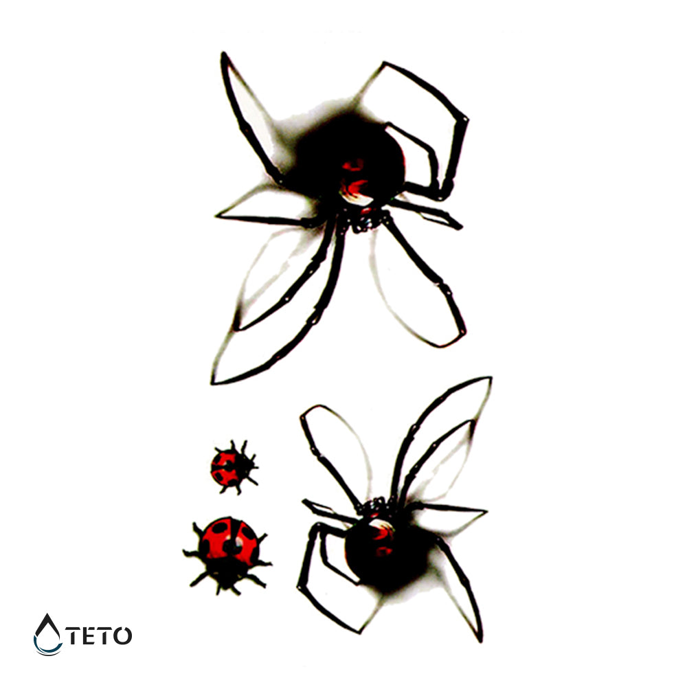 Arañas 3D - set de arañas - Tatuajes Temporales TETO