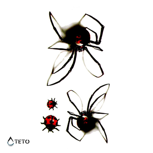Arañas 3D - set de arañas - Tatuajes Temporales TETO