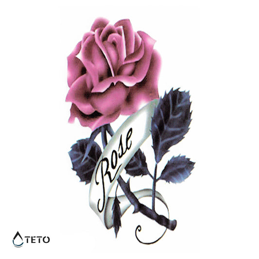 Flor - rosa - Tatuajes Temporales TETO