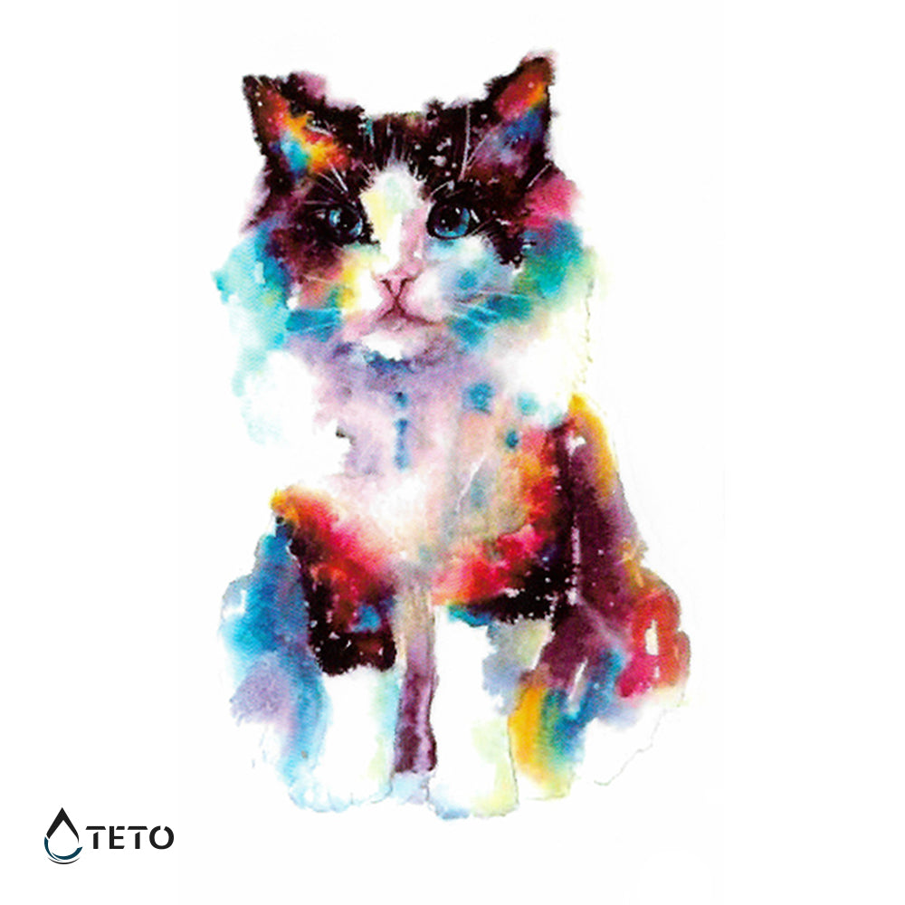 Gato en acuarela - TETO - Tatuajes Temporales