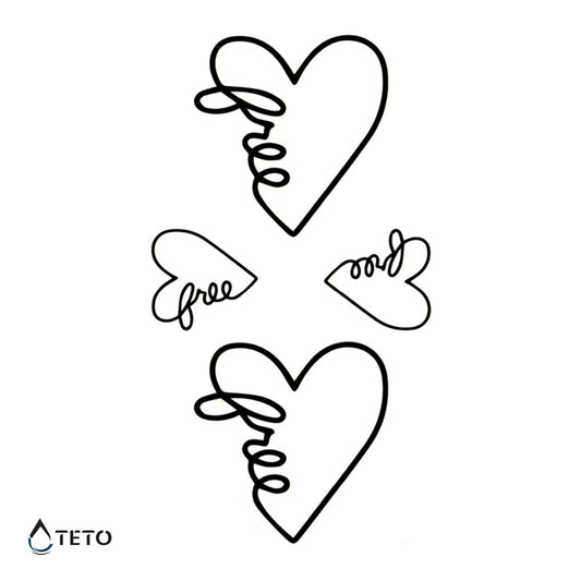 Corazón con texto único - set - Tatuajes Temporales TETO