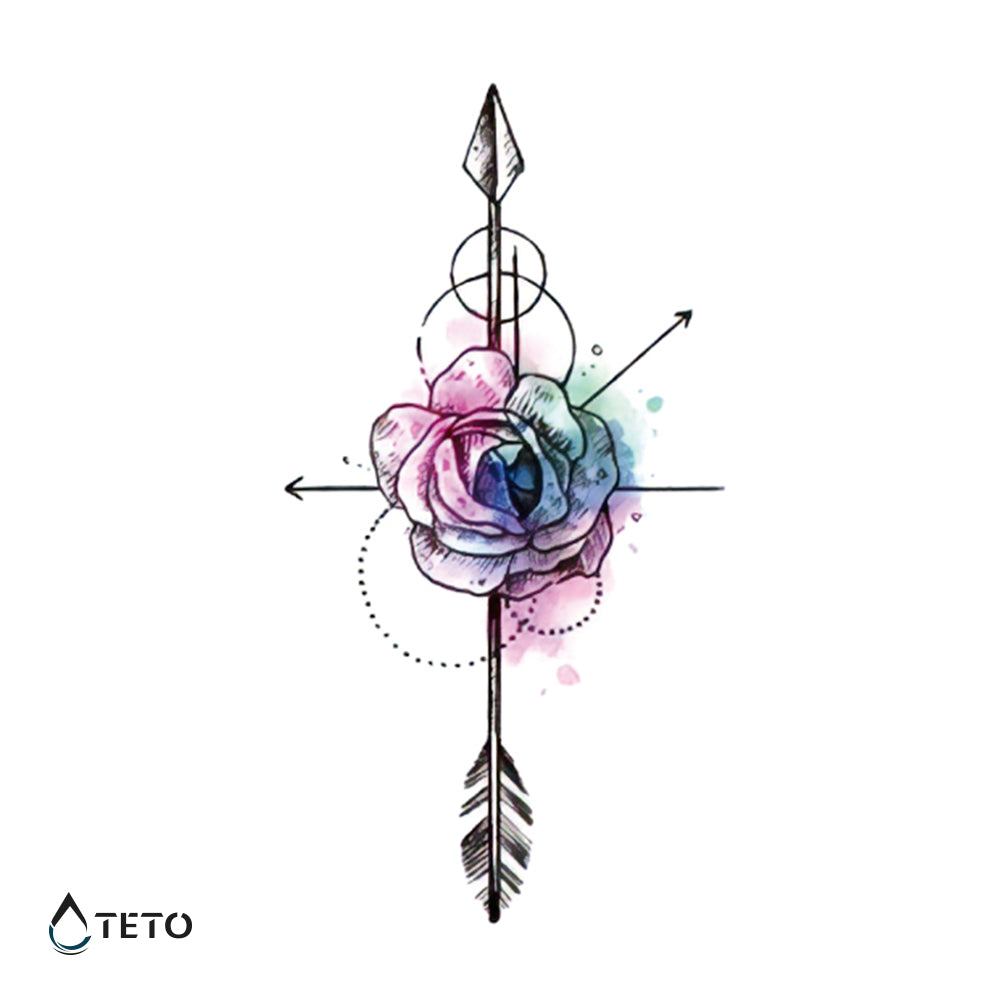 Flecha con flor - TETO - Tatuajes Temporales