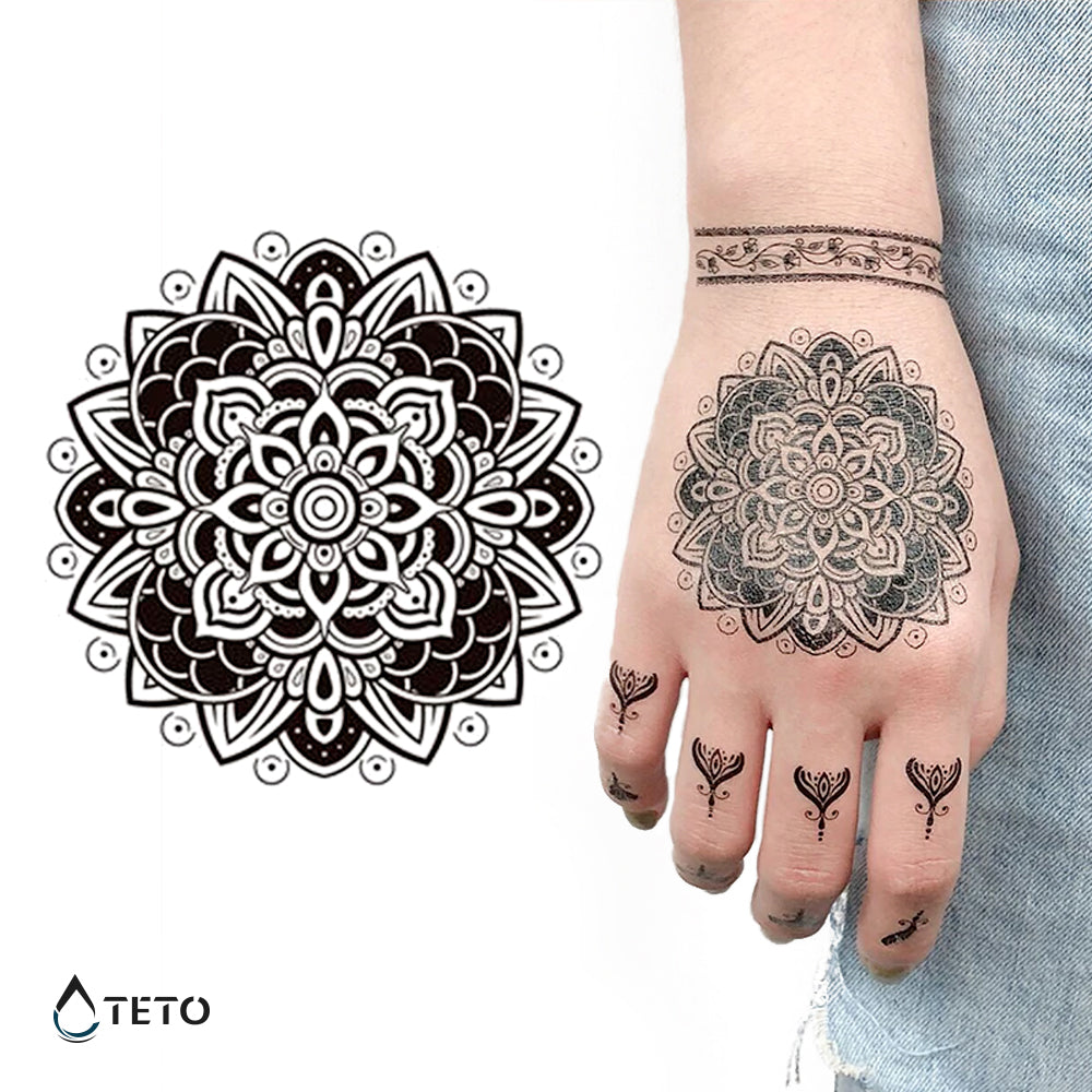Mandala tipo D - TETO - Tatuajes Temporales