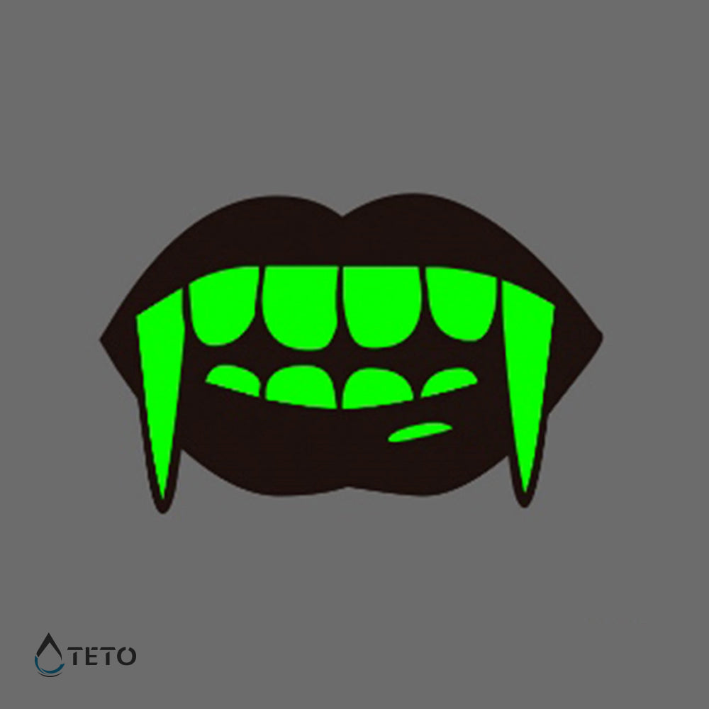 Dientes de vampiro - Brilla en la oscuridad - TETO - Tatuajes Temporales