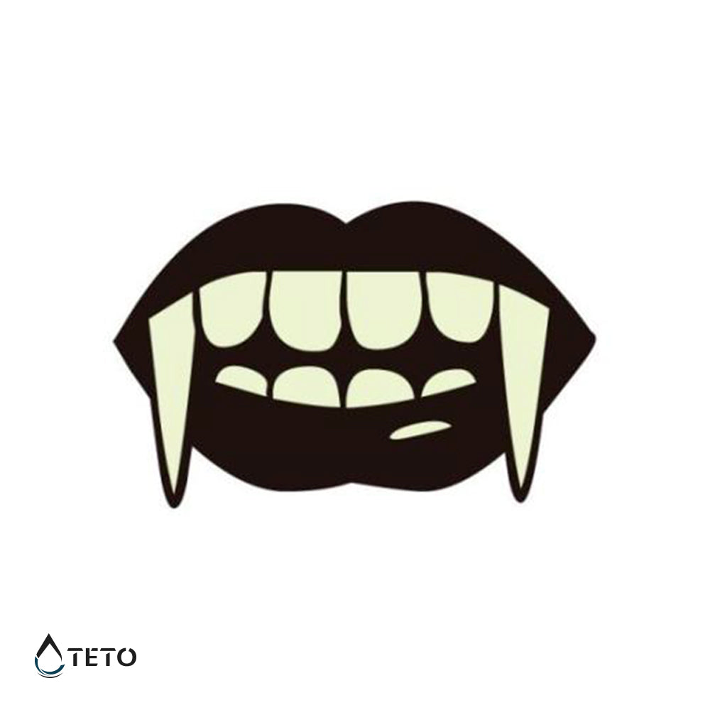 Dientes de vampiro - Brilla en la oscuridad - TETO - Tatuajes Temporales