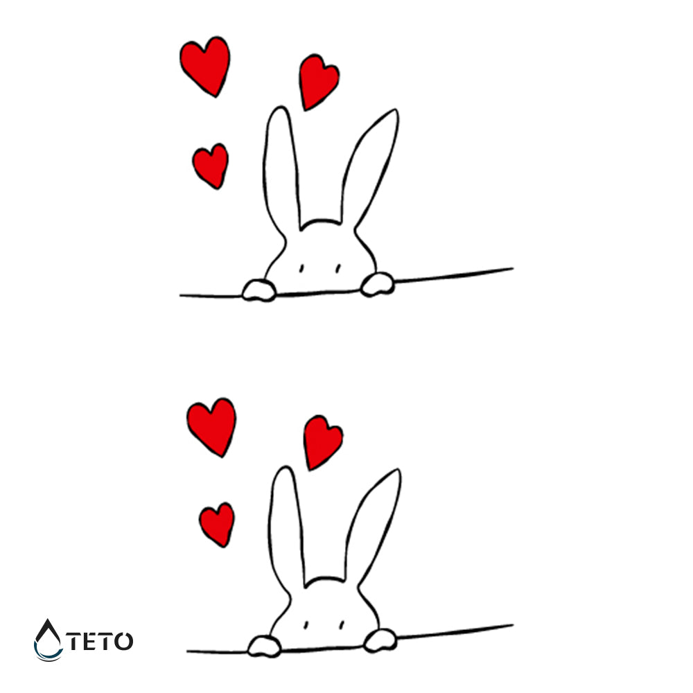 Conejo enamorado – set - TETO - Tatuajes Temporales