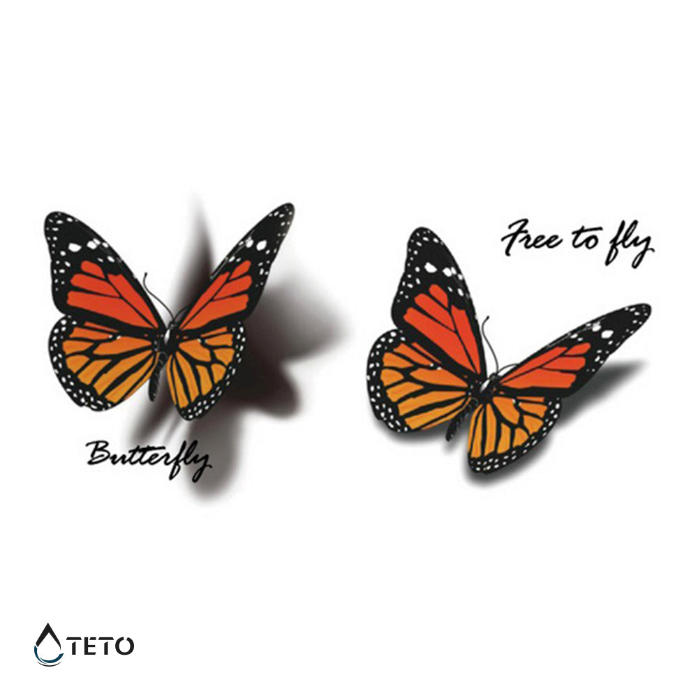 Mariposas tridimensionales - set - TETO - Tatuajes Temporales