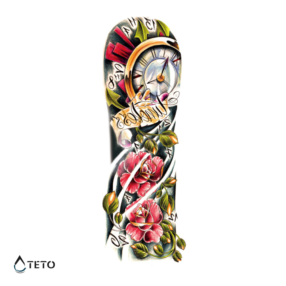 Reloj y flores - TETO - Tatuajes Temporales