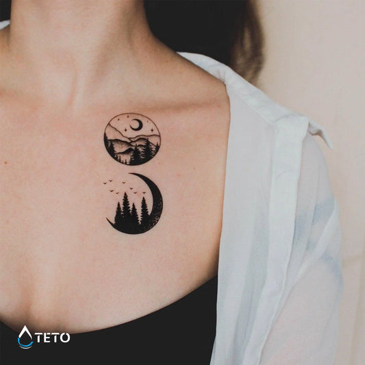 Montañas y luna - set