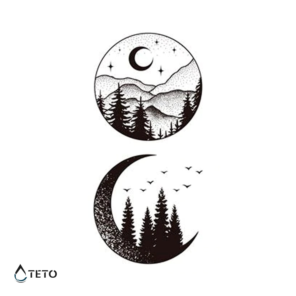 Montañas y luna - set