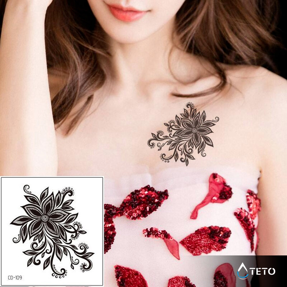 Flor negra - TETO - Tatuajes Temporales