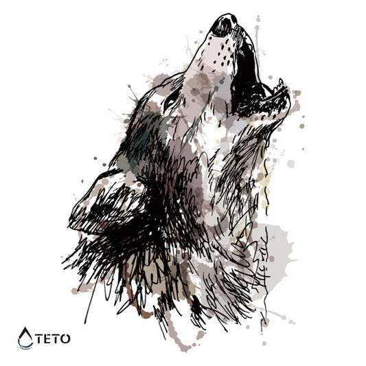 Lobo en grises - TETO - Tatuajes Temporales