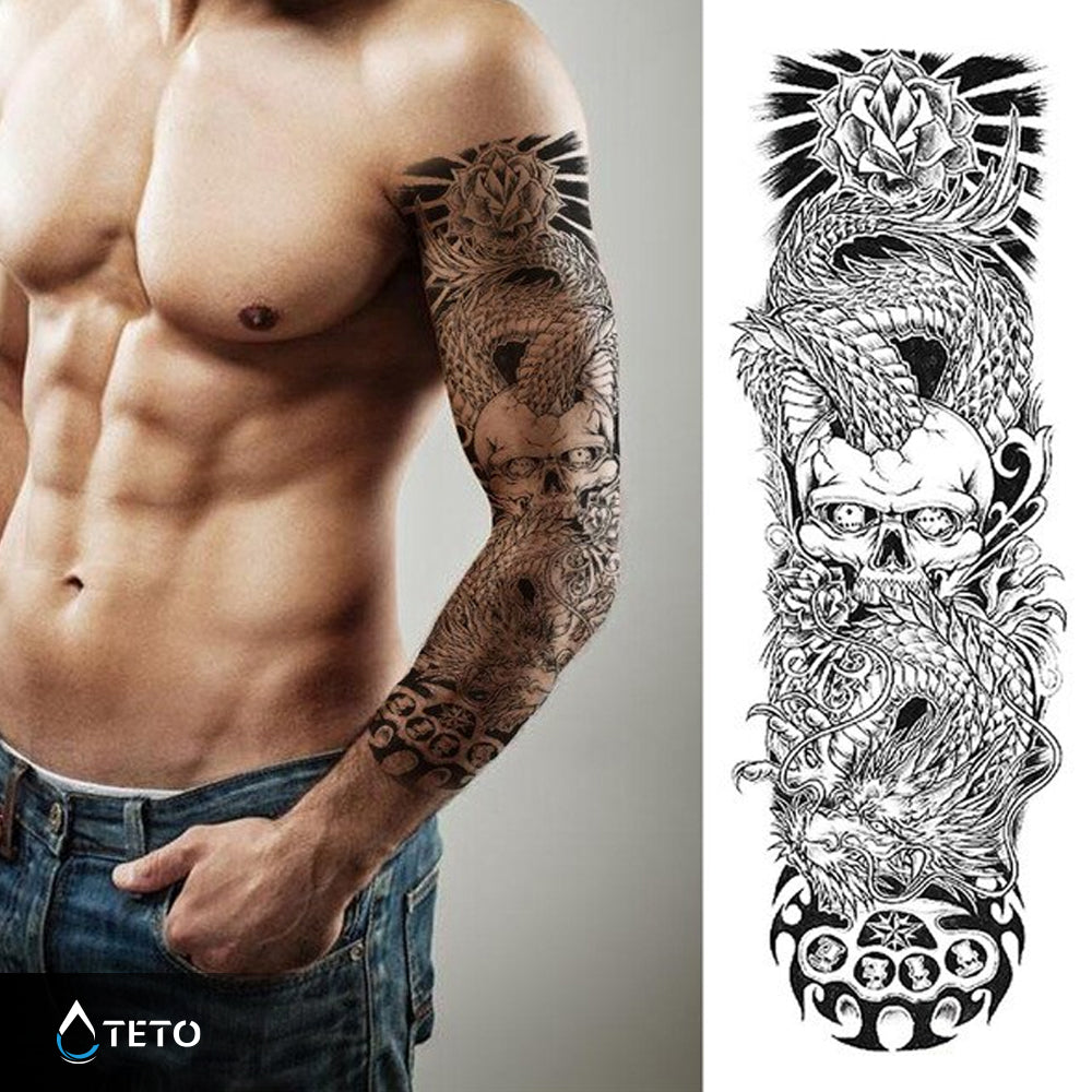 Dragón con cráneo - TETO - Tatuajes Temporales