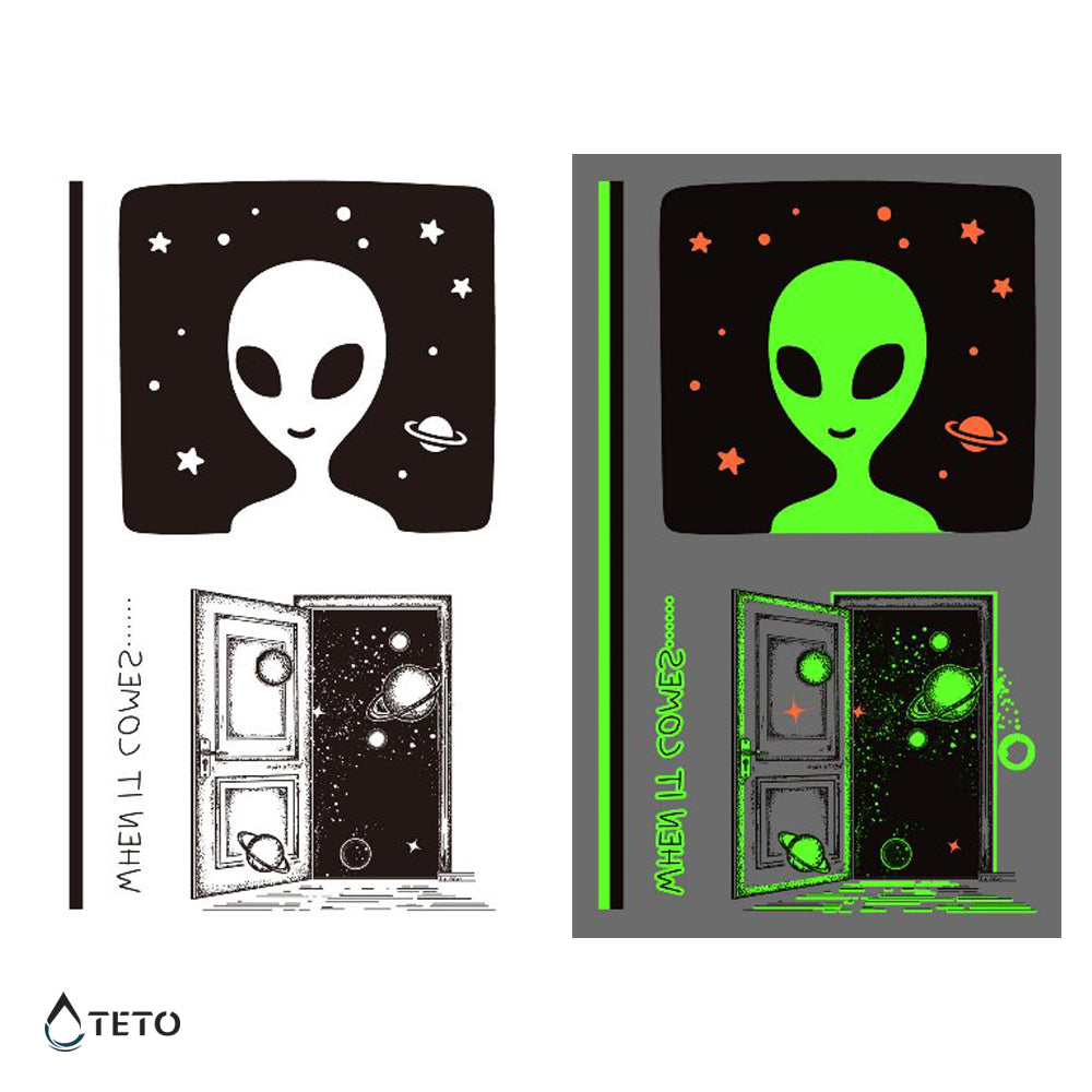 Extraterrestre en la noche - set - Brilla en la oscuridad - TETO - Tatuajes Temporales