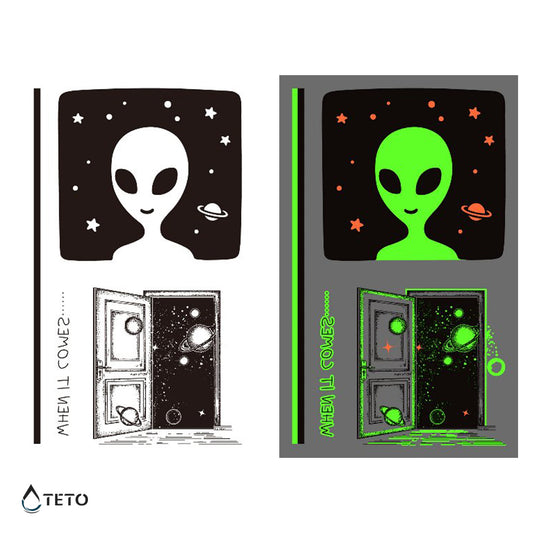Extraterrestre en la noche - set - Brilla en la oscuridad - TETO - Tatuajes Temporales