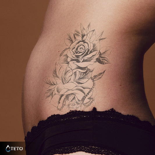 Rosa con cuentas – Semipermanente - TETO - Tatuajes Temporales