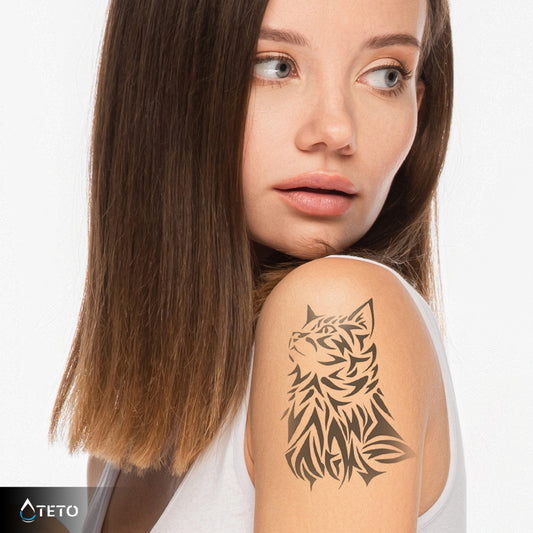 Gato minimalista – Semipermanente - TETO - Tatuajes Temporales