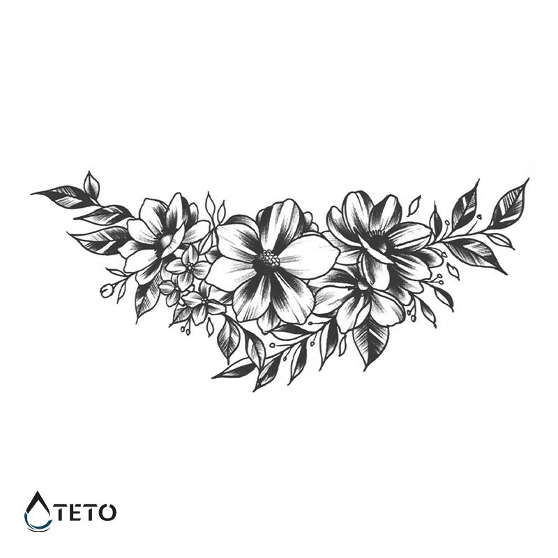 Flores en escala de grises – Semipermanente - TETO - Tatuajes Temporales