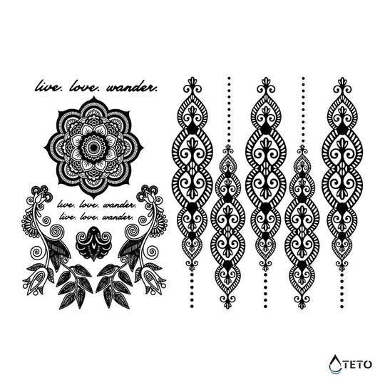 Vive, ama, descubre - set - Tatuajes Temporales TETO