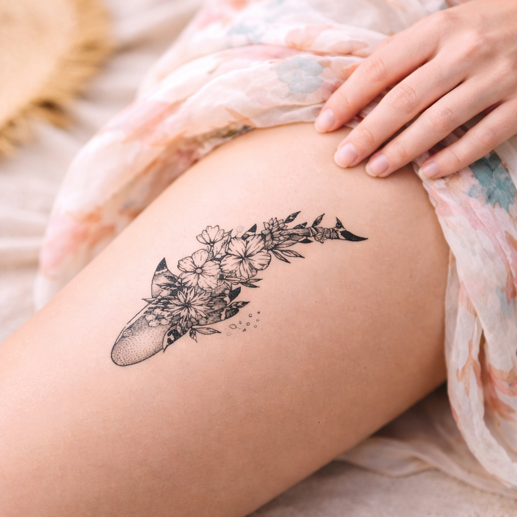 Tiburón con flor - set – Semipermanente